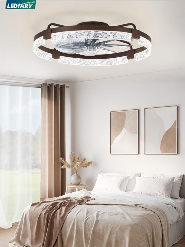 20 Inch Low Profile Ceiling Fans with Lights and Remote, Fandelier Ceiling Fan Flush Mount, 3000K-6000K Dimmable LED Fan Light - Image 60