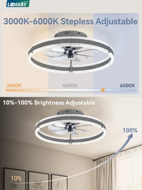 Ceiling Fans with Lights and Remote, 20'' Low Profile Ceiling Fan with Light, 3000-6000K Dimmable Fandelier Ceiling Fans - Image 27