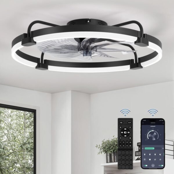 Ceiling Fans with Lights and Remote, 20'' Low Profile Ceiling Fan with Light, 3000-6000K Dimmable Fandelier LED Fan Light - Image 25