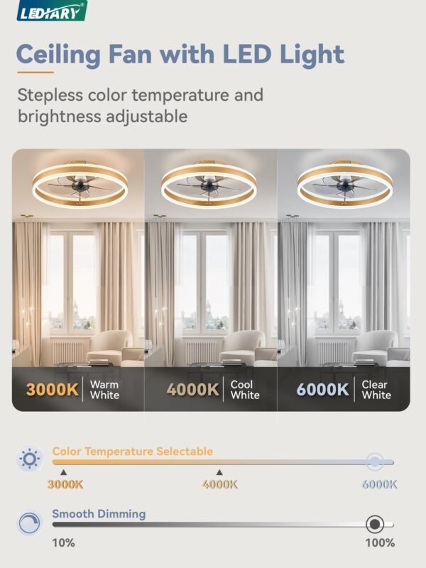 Low Profile Ceiling Fans with Lights, Flush Mount Modern Ceiling Fan and Remote Control - Image 25