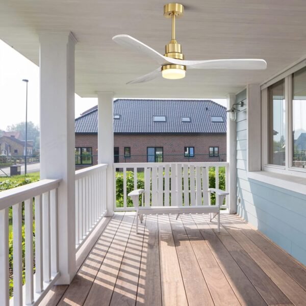 52 Inch Solid Wood Ceiling Fans With Lights, Low Profile Ceiling Fan with Light and Remote - Image 129