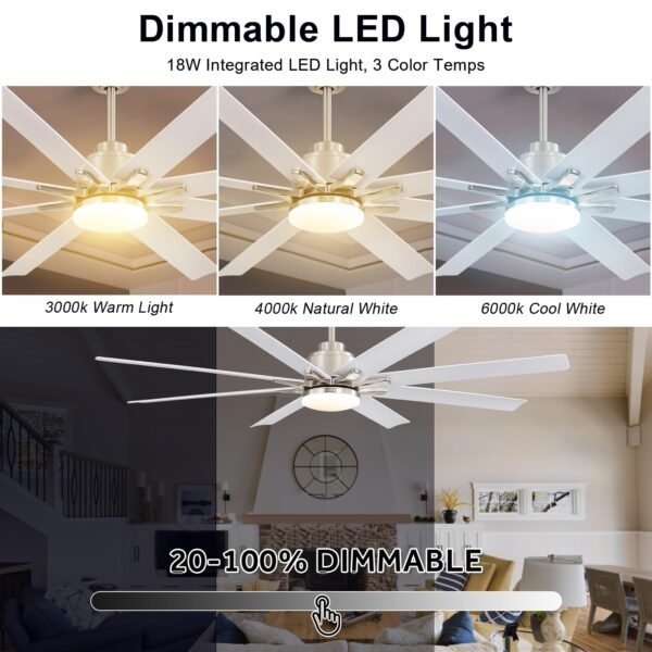 66 Inch Smart Ceiling Fans with Lights, Indoor/Outdoor Ceiling Fan with Light and Remote - Image 33