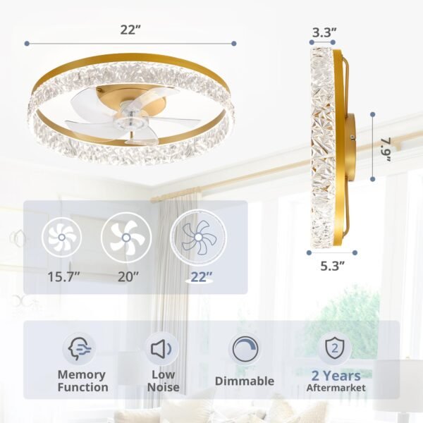 20" Modern Ceiling Fans with Lights and Remote, Dimmable Low Profile Ceiling Fan - Image 40