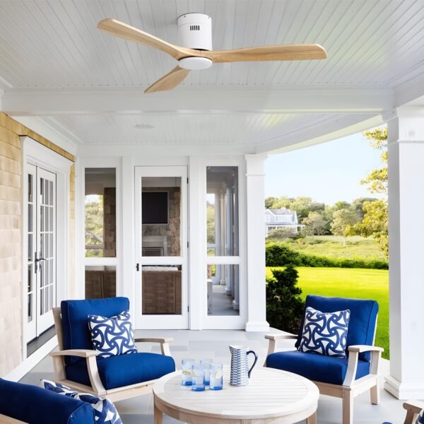 52 Inch Solid Wood Ceiling Fans With Lights, Low Profile Ceiling Fan with Light and Remote - Image 75
