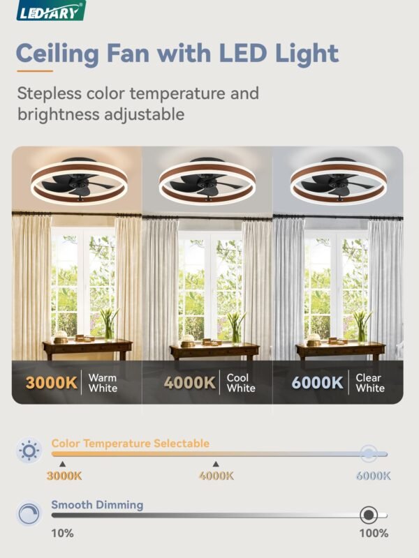 Low Profile Ceiling Fans with Lights, Flush Mount Modern Ceiling Fan and Remote Control - Image 10