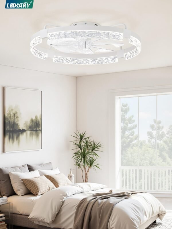 20 Inch Low Profile Ceiling Fans with Lights and Remote, Fandelier Ceiling Fan Flush Mount, 3000K-6000K Dimmable LED Fan Light - Image 37
