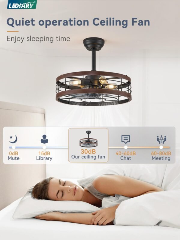 20 inch Fandelier Caged Ceiling Fan with Light, Bladeless Ceiling Fan with Remote - Image 30