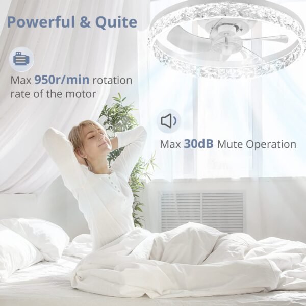 20" Modern Ceiling Fans with Lights and Remote, Dimmable Low Profile Ceiling Fan - Image 32