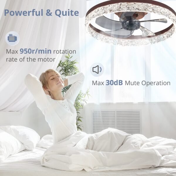 20" Modern Ceiling Fans with Lights and Remote, Dimmable Low Profile Ceiling Fan - Image 45