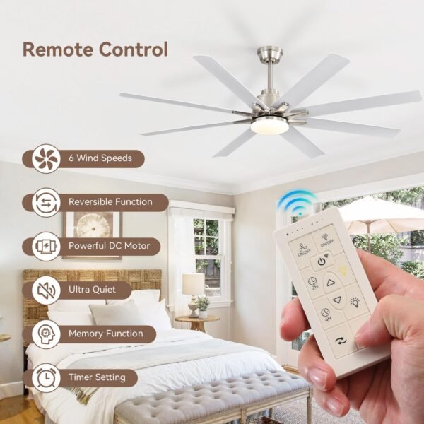 52 Inch Ceiling Fans with Lights, Smart Indoor/Outdoor Ceiling Fan With Remote - Image 22