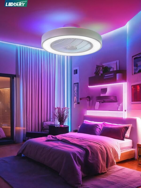 20 Inch Low Profile Ceiling Fan With Light, Led Bladeless Ceiling Fans - Image 49