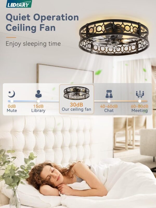 Caged Ceiling Fan with Light and Remote, 16in Small Low Profile Ceiling Fans with Lights - Image 58