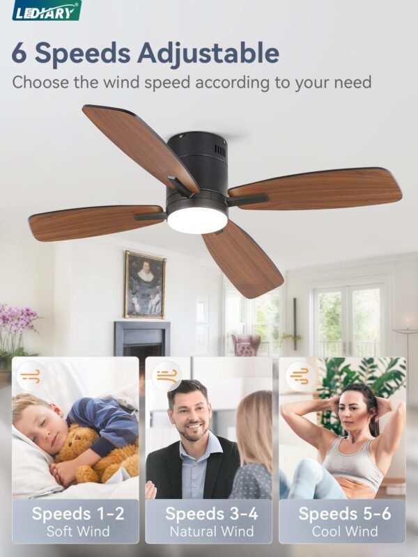 42 inch Ceiling Fans with Lights and Remote Control,Flush Mount Ceiling Fan with Quiet Reversible DC Motor - Image 12
