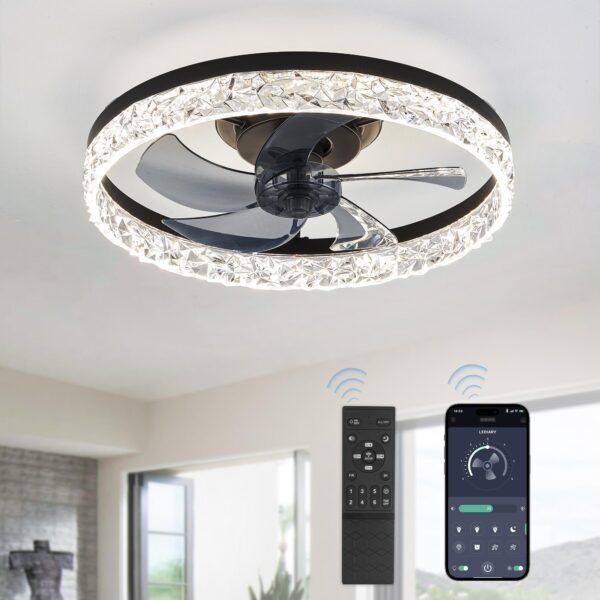 20" Modern Ceiling Fans with Lights and Remote, Dimmable Low Profile Ceiling Fan - Image 54
