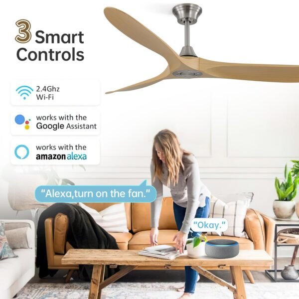 60" Ceiling Fan No Light, Smart Ceiling Fans Without Lights, Work with Alexa/Google, Reversible DC Motor, 6 Speed - Image 19