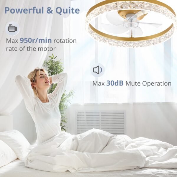 20" Modern Ceiling Fans with Lights and Remote, Dimmable Low Profile Ceiling Fan - Image 11
