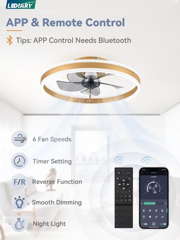 Low Profile Ceiling Fans with Lights, Flush Mount Modern Ceiling Fan and Remote Control - Image 26