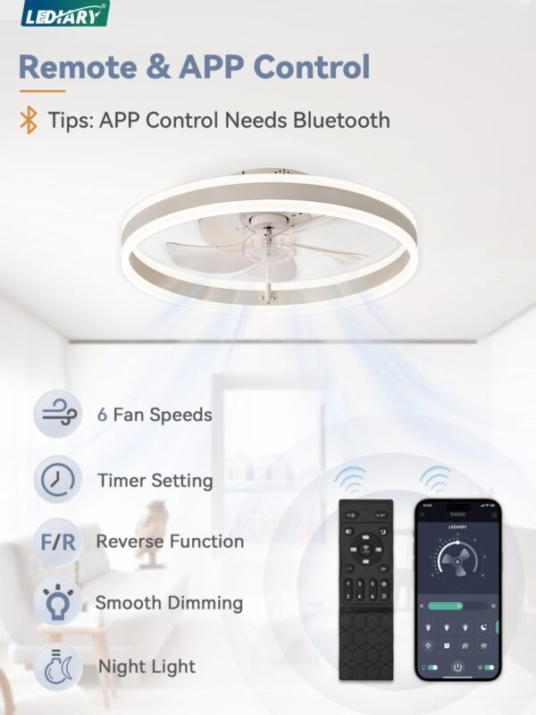 Low Profile Ceiling Fans with Lights, Flush Mount Modern Ceiling Fan and Remote Control - Image 18