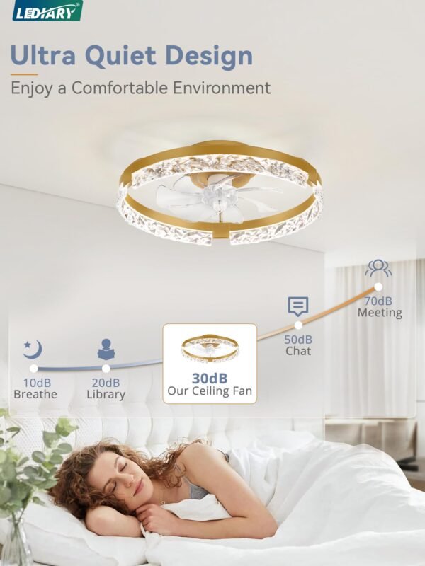 20 Inch Low Profile Ceiling Fans with Lights and Remote, Fandelier Ceiling Fan Flush Mount, 3000K-6000K Dimmable LED Fan Light - Image 80