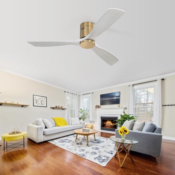 52 Inch Solid Wood Ceiling Fans With Lights, Low Profile Ceiling Fan with Light and Remote - Image 8