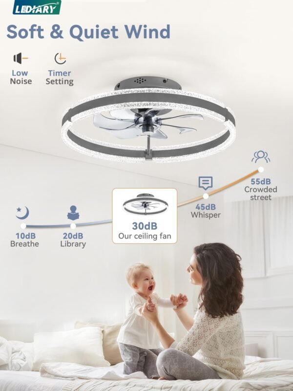 Ceiling Fans with Lights and Remote, 20'' Low Profile Ceiling Fan with Light, 3000-6000K Dimmable Fandelier Ceiling Fans - Image 29