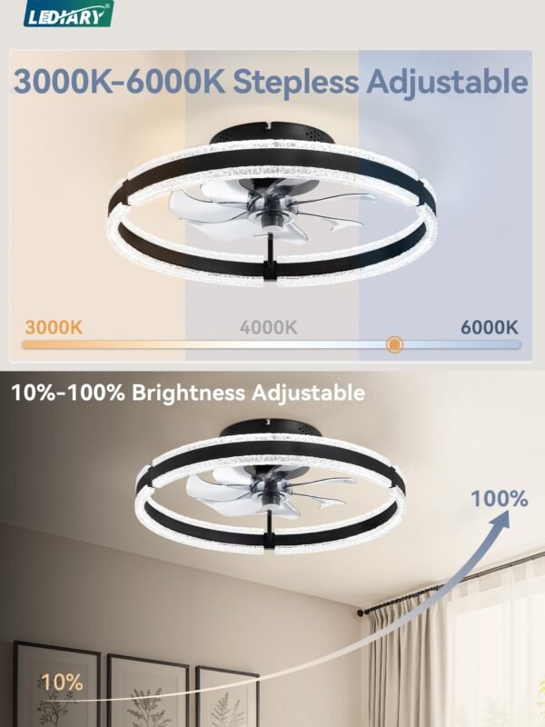 Ceiling Fans with Lights and Remote, 20'' Low Profile Ceiling Fan with Light, 3000-6000K Dimmable Fandelier Ceiling Fans - Image 19