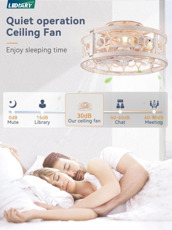 Caged Ceiling Fan with Light and Remote, 16in Small Low Profile Ceiling Fans with Lights - Image 51