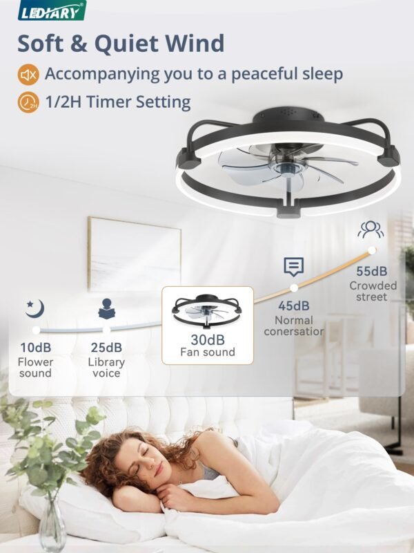 Ceiling Fans with Lights and Remote, 20'' Low Profile Ceiling Fan with Light, 3000-6000K Dimmable Fandelier LED Fan Light - Image 21
