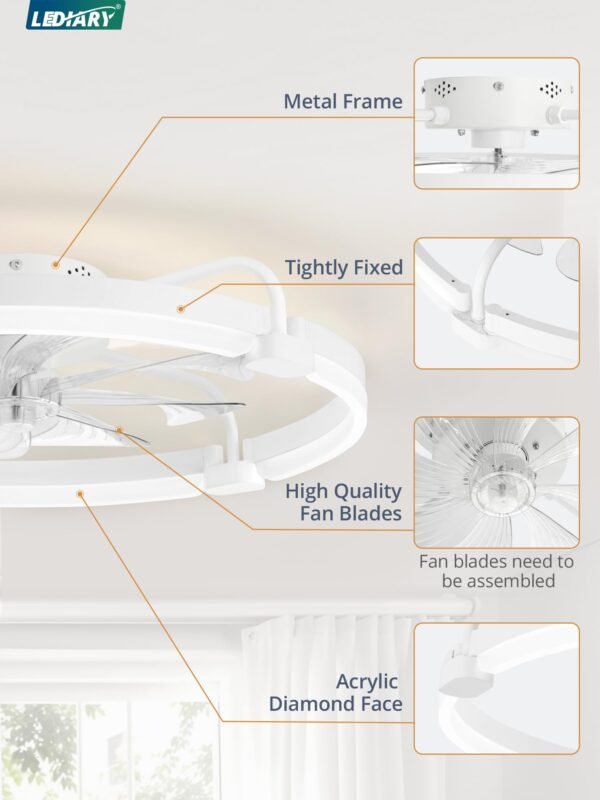 Ceiling Fans with Lights and Remote, 20'' Low Profile Ceiling Fan with Light, 3000-6000K Dimmable Fandelier LED Fan Light - Image 15