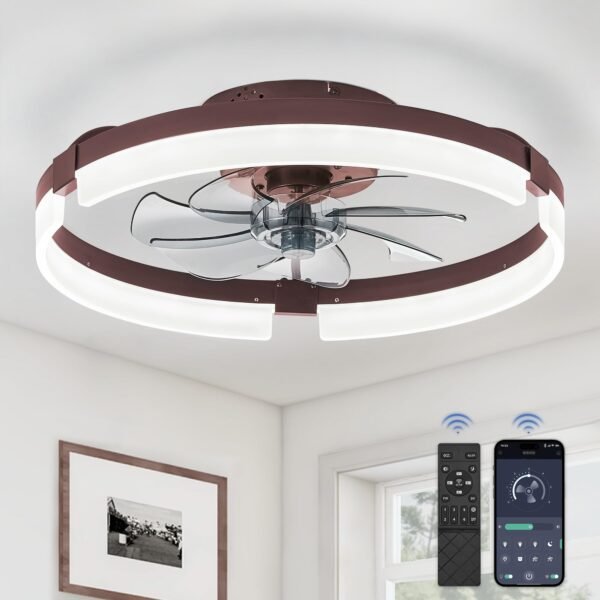 Ceiling Fans with Lights and Remote, 19.7 Inch Low Profile Ceiling Fan, 6 Speeds, Reversible - Image 8