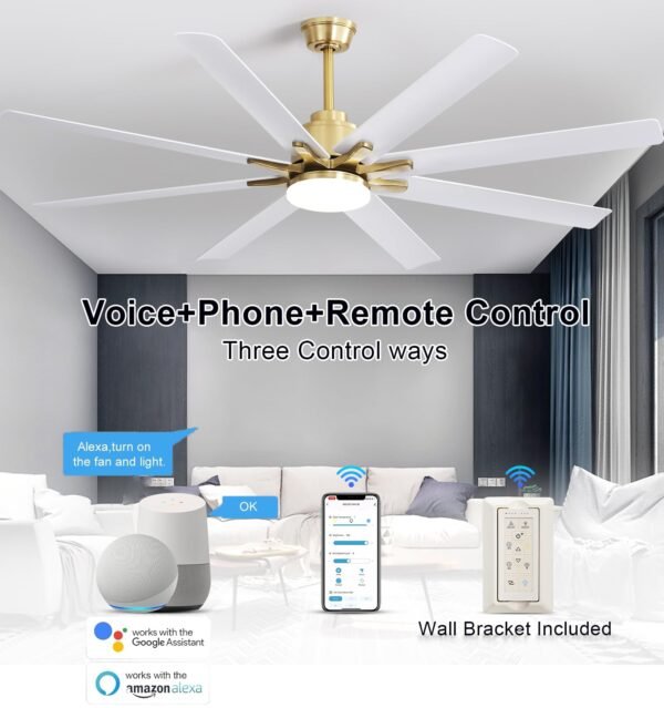 66 Inch Smart Ceiling Fans with Lights, Indoor/Outdoor Ceiling Fan with Light and Remote - Image 12