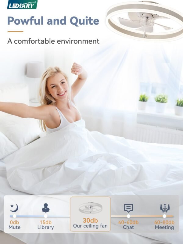 Low Profile Ceiling Fans with Lights, Flush Mount Modern Ceiling Fan and Remote Control - Image 19