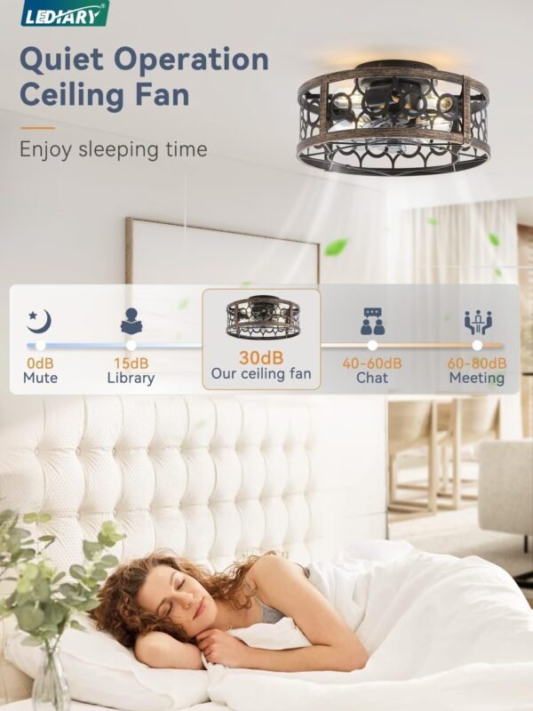 Caged Ceiling Fan with Light and Remote, 16in Small Low Profile Ceiling Fans with Lights - Image 44