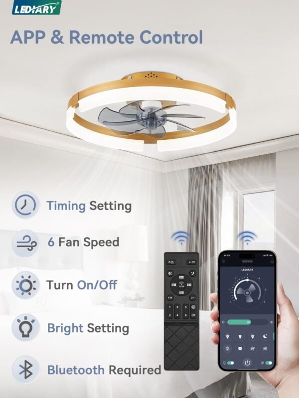 Ceiling Fans with Lights and Remote, 19.7 Inch Low Profile Ceiling Fan, 6 Speeds, Reversible - Image 25