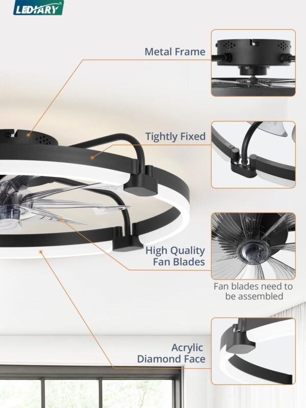 Ceiling Fans with Lights and Remote, 20'' Low Profile Ceiling Fan with Light, 3000-6000K Dimmable Fandelier LED Fan Light - Image 31