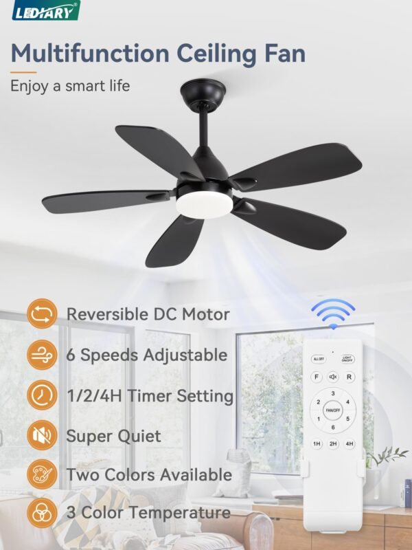 Ceiling Fans with Lights,42 inch Ceiling Fans with Lights and Remote,3CCT,6 Speeds,Reversible DC Motor - Image 10