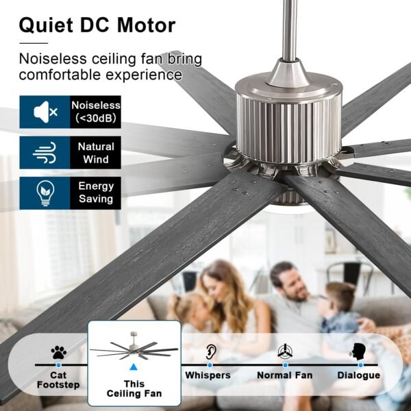 76 Inch Large Industrial Ceiling Fan, Indoor/Outdoor Smart Ceiling Fans with Lights and Remote - Image 12