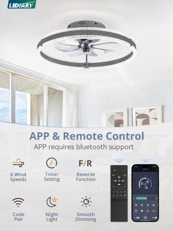 Ceiling Fans with Lights and Remote, 20'' Low Profile Ceiling Fan with Light, 3000-6000K Dimmable Fandelier Ceiling Fans - Image 26