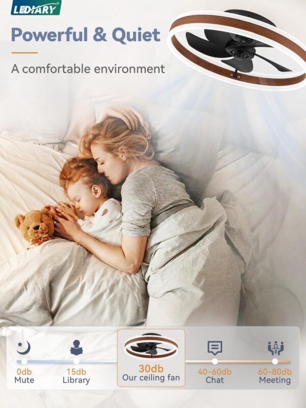 Low Profile Ceiling Fans with Lights, Flush Mount Modern Ceiling Fan and Remote Control - Image 12