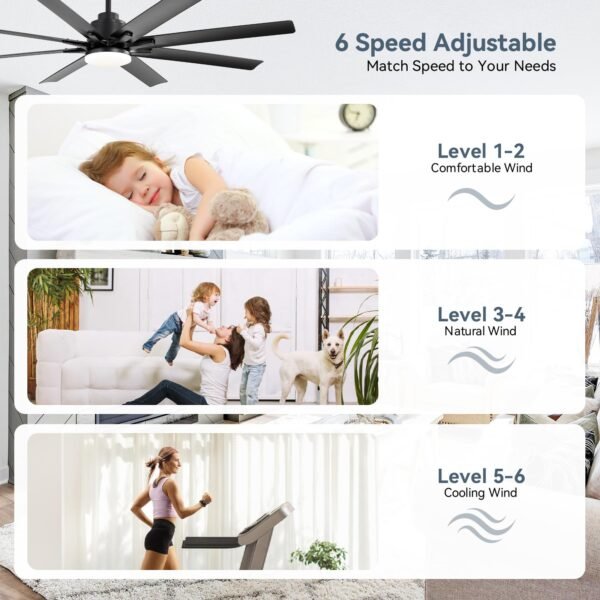 52 Inch Ceiling Fans with Lights, Smart Indoor/Outdoor Ceiling Fan With Remote - Image 5