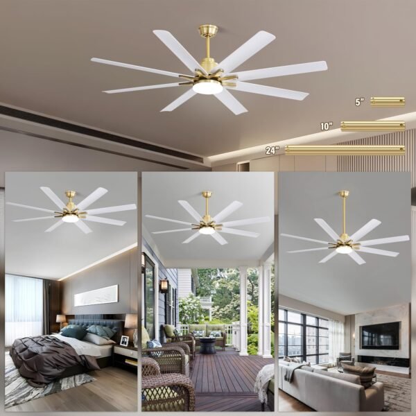 66 Inch Smart Ceiling Fans with Lights, Indoor/Outdoor Ceiling Fan with Light and Remote - Image 13