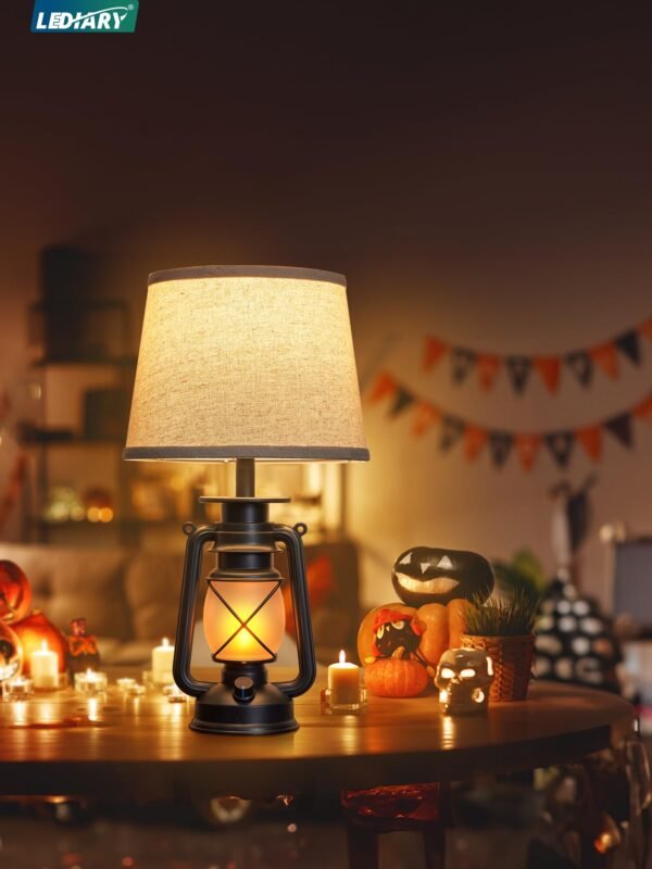 18.72" LED Vintage Lantern Flickering Flame Table Lamps for Bedrooms Set of 2, Small Farmhouse Rustic Vintage End Table Lamps - Image 16