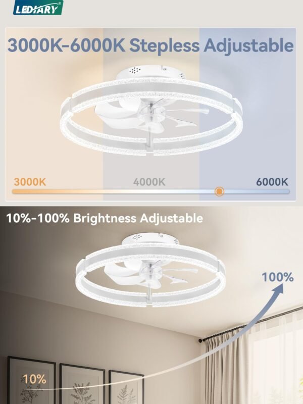 Ceiling Fans with Lights and Remote, 20'' Low Profile Ceiling Fan with Light, 3000-6000K Dimmable Fandelier Ceiling Fans - Image 11