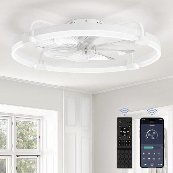 Ceiling Fans with Lights and Remote, 20'' Low Profile Ceiling Fan with Light, 3000-6000K Dimmable Fandelier LED Fan Light - Image 9