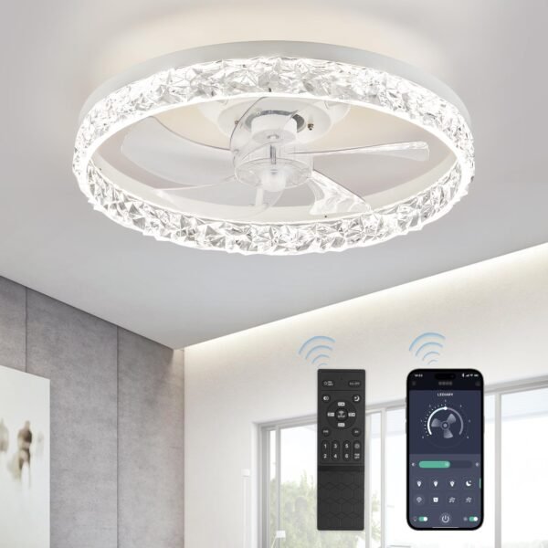20" Modern Ceiling Fans with Lights and Remote, Dimmable Low Profile Ceiling Fan - Image 29