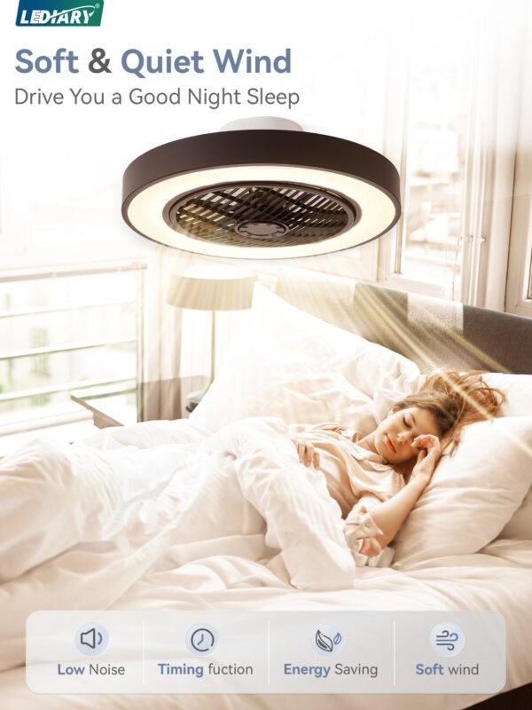 20 Inch Low Profile Ceiling Fan With Light, Led Bladeless Ceiling Fans - Image 18
