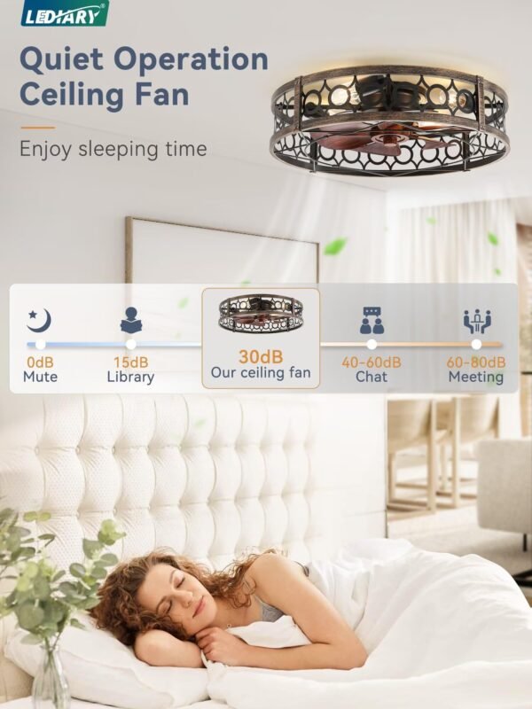 Caged Ceiling Fan with Light and Remote, 16in Small Low Profile Ceiling Fans with Lights - Image 16