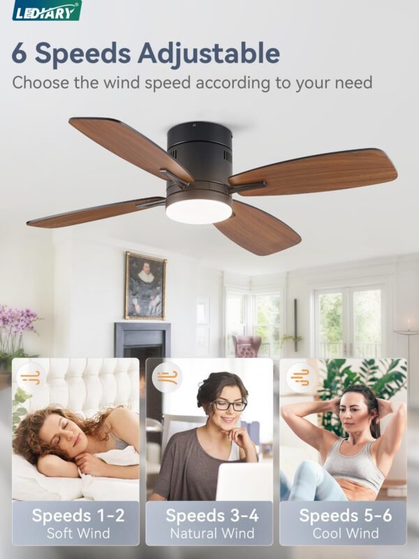 42 inch Ceiling Fans with Lights and Remote Control,Flush Mount Ceiling Fan with Quiet Reversible DC Motor - Image 20
