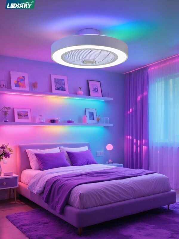 20 Inch Low Profile Ceiling Fan With Light, Led Bladeless Ceiling Fans - Image 63