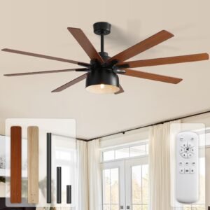 Ceiling Fans with Lights, 66 Inch Farmhouse Ceiling Fan with Light and Remote